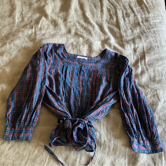 DÔEN Toulouse Top in French Plaid Blue - Size Small - Picture 8 of 11